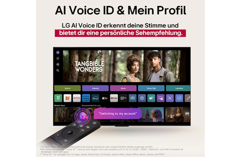 Leopard im Wald in leuchtenden Farben und Details. Neben dem Leopard ist ein Gitternetz zu sehen. Hinter ihm leuchtet ein Licht. Das Bild zeigt, wie LG AI Picture Pro die Auflösung, Helligkeit, Tiefe und Klarheit der Szene eindrucksvoll verbessert hat.