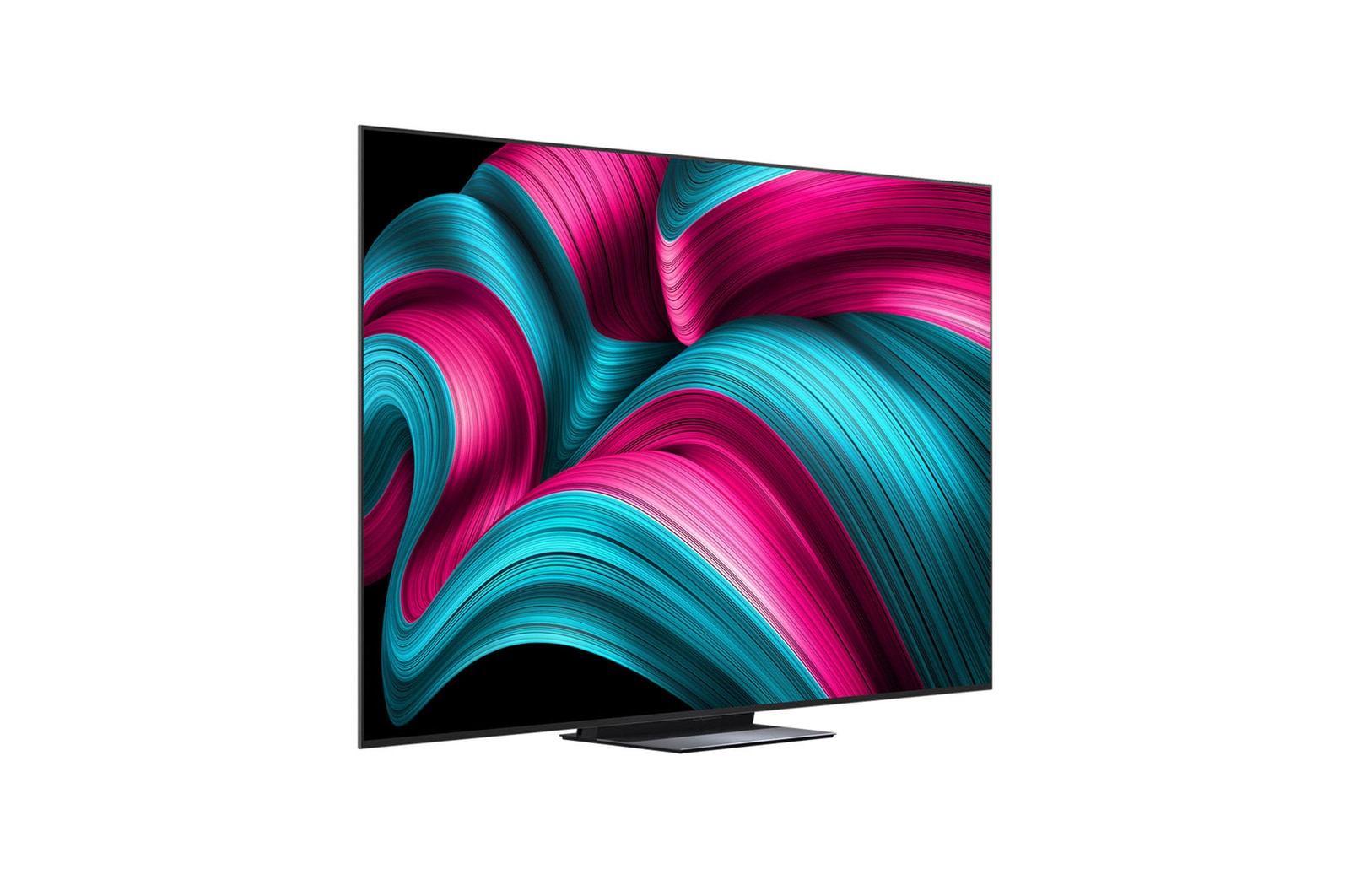 Leicht seitliche Ansicht des LG OLED evo AI C5 4K Smart TV.