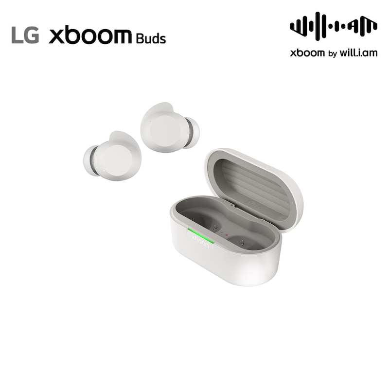 LG xboom Buds by will.i.am | Bluetooth-Ohrhörer | xboom Signature Sound mit Graphen-Treiber, xboom Buds white