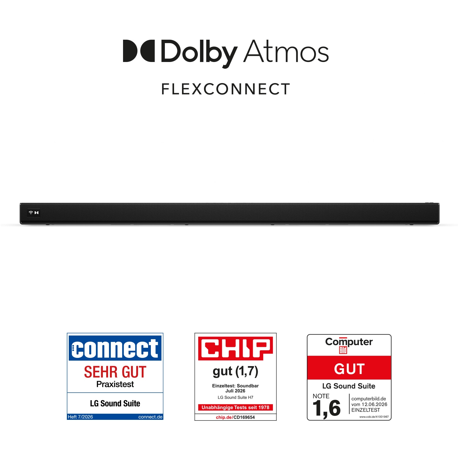 Vorderseite von LG Sound Suite H7 | All-in-One Soundbar | Dolby Atmos FlexConnect | Sound Follow H7