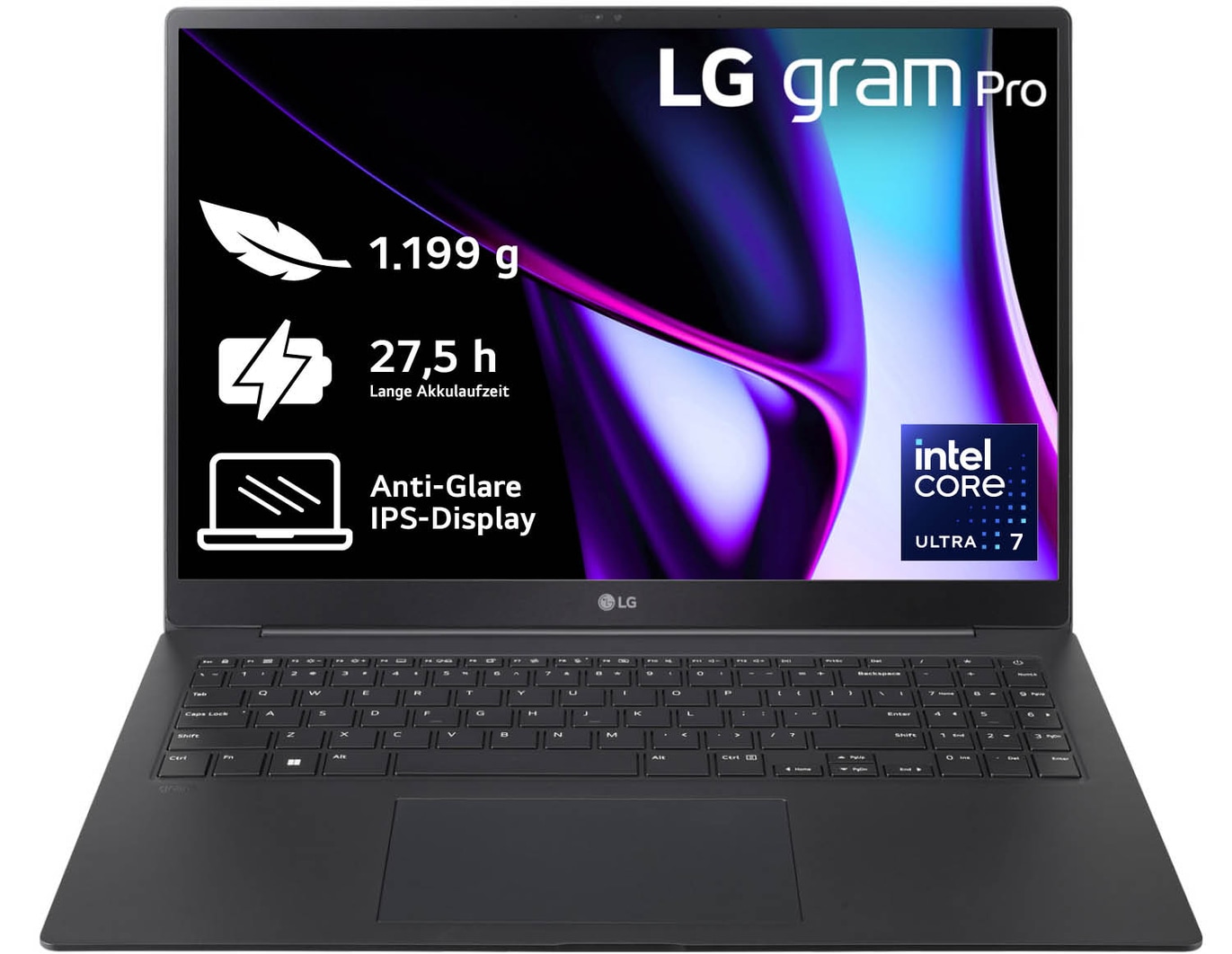 LG gram Pro 16 Zoll Windows Notebook | Intel® Core™ Ultra 7, 32GB RAM, 2TB SSD, Windows 11, 16:10 IPS-Display, 16Z90SP-G.AD7BG