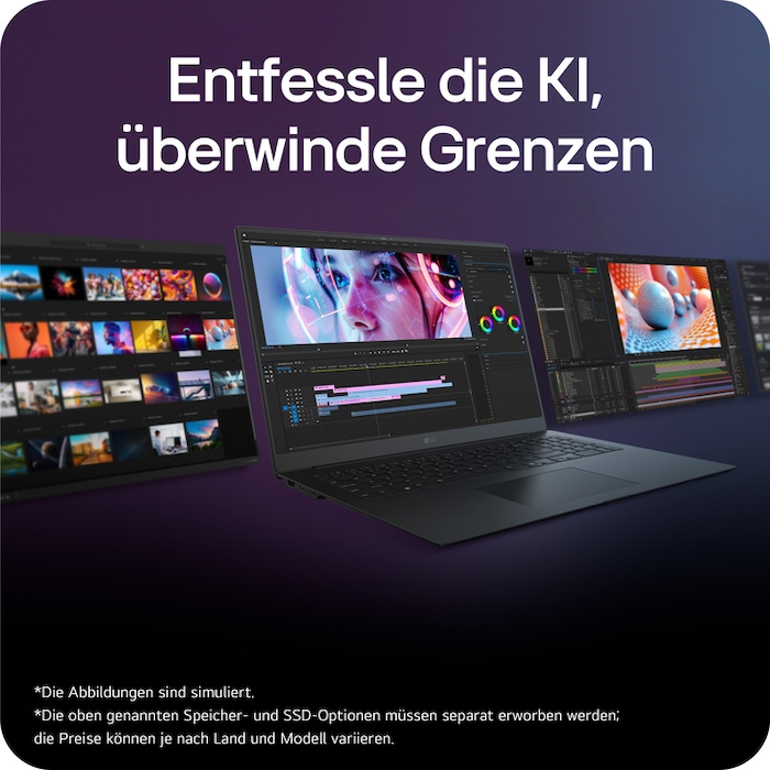 LG gram Pro 17 Zoll mit Windows 11 Home | Leichtes 32 GB RAM Intel® Core™ Ultra Prozessor Laptop | gram Dual AI | NVIDIA GeForce RTX 5050 | Copilot | LG gram Link | IPS-LCD-Display 16:10, 17Z90TR-E