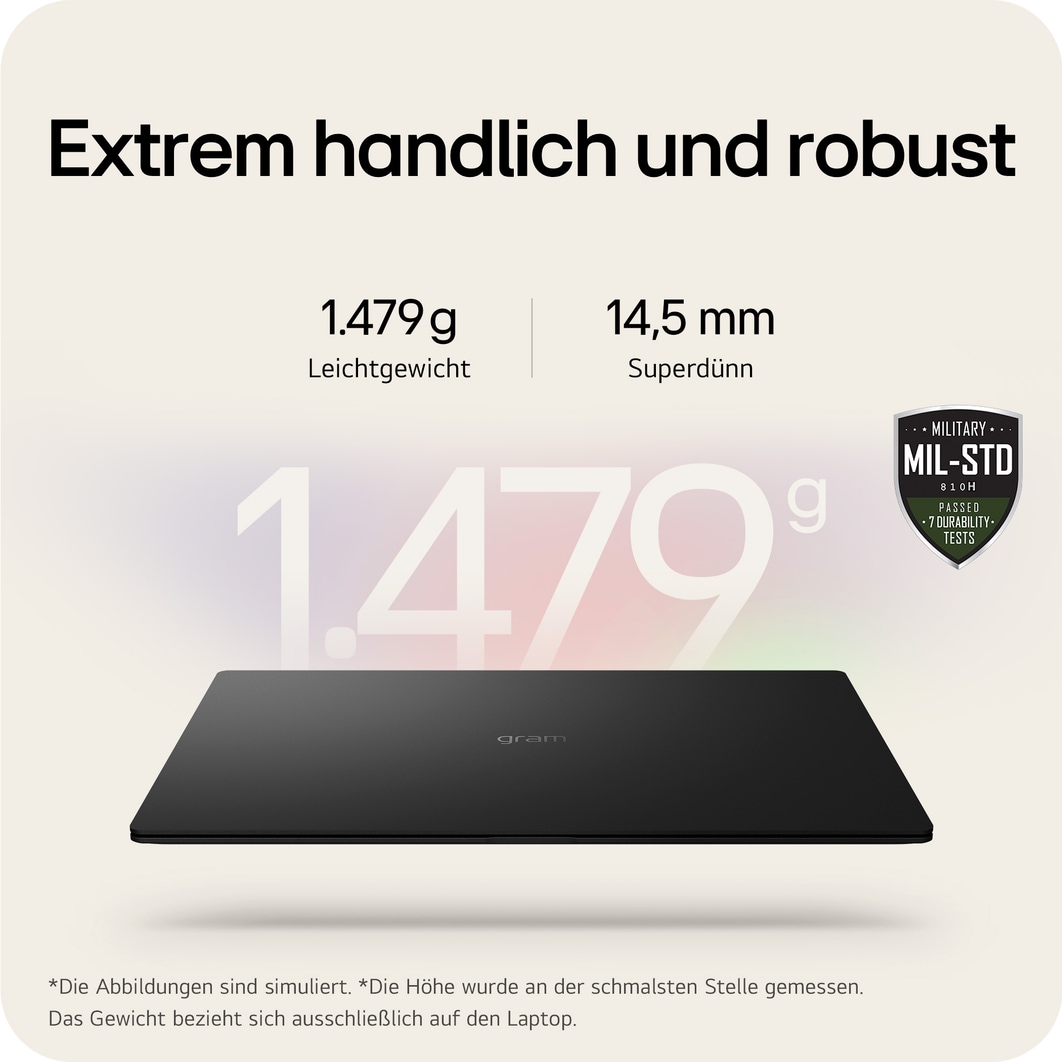 LG gram Pro 17 Zoll mit Windows 11 Home | Leichtes 32 GB RAM Intel® Core™ Ultra Prozessor Laptop | gram Dual AI | NVIDIA GeForce RTX 5050 | Copilot | LG gram Link | IPS-LCD-Display 16:10, 17Z90TR-E
