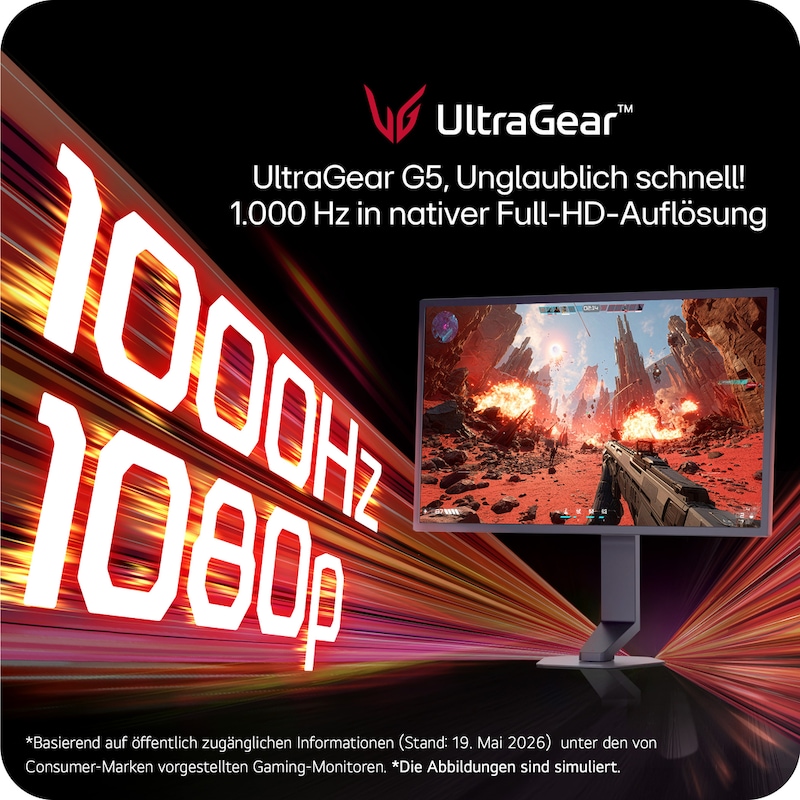 LG 25-Zoll UltraGear™ G5, 1000Hz  FHD Gaming Monitor | 25G590B-B, 25G590B-B