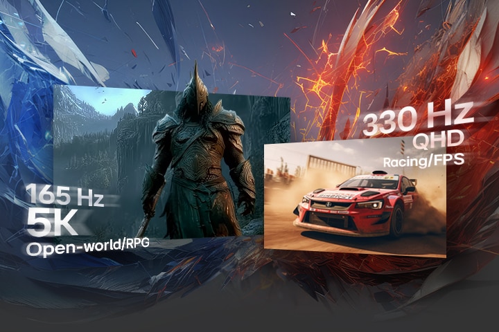 Der LG UltraGear Gaming-Monitor (27GM950B) mit Dual-Mode unterstützt 165 Hz bei 5K und 330 Hz bei QHD – perfekt geeignet für alle Spiele von RPGs bis hin zu Ego-Shootern	