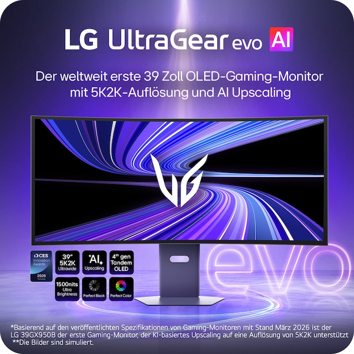 LG 39-Zoll-UltraGear evo GX9, der weltweit erste 39-Zoll-5K2K-OLED-Gaming-Monitor, 39GX950B-B