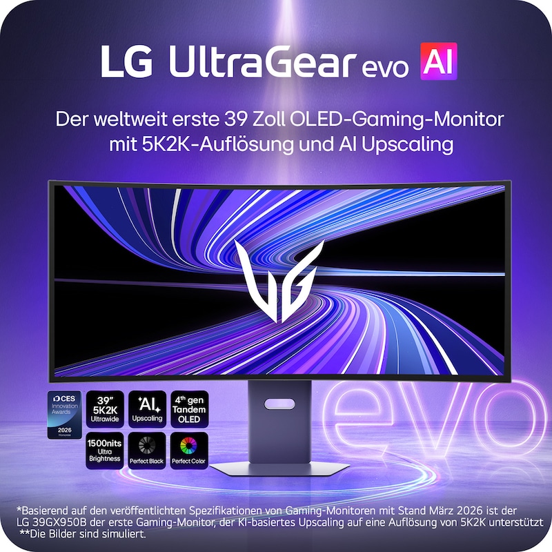LG 39-Zoll-UltraGear evo GX9, der weltweit erste 39-Zoll-5K2K-OLED-Gaming-Monitor, 39GX950B-B