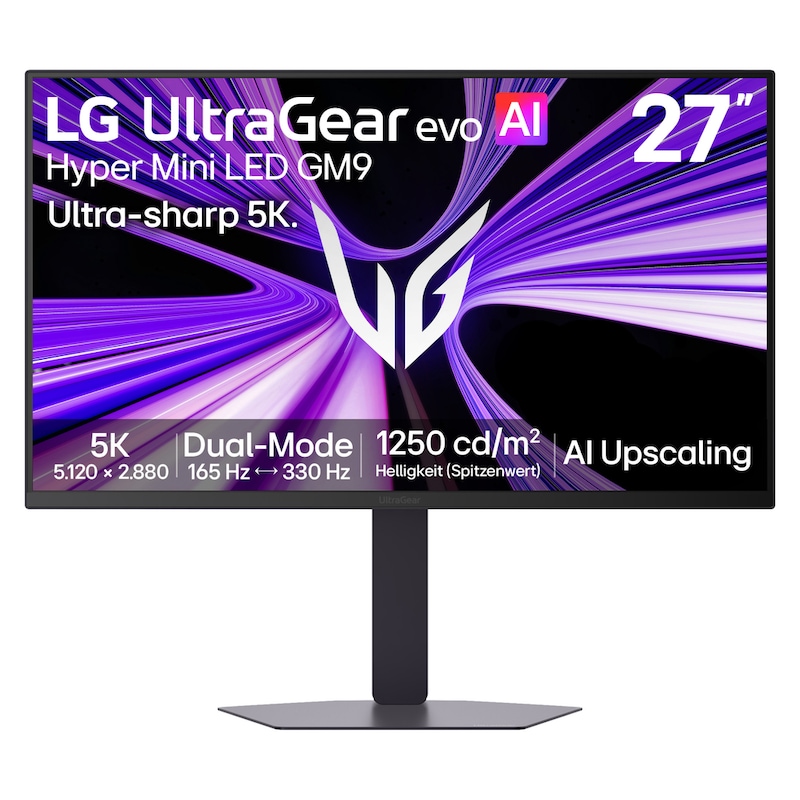 Vorderseite von 27 Zoll UltraGear evo GM9, Hyper Mini LED 5K Gaming-Monitor 27GM950B-B