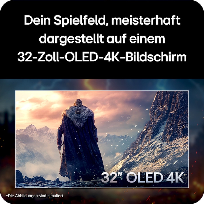 Vorderansicht des Monitors mit tiefgestelltem Standfuß