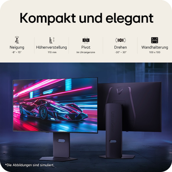 Rechte Seitenansicht mit Neigungseinstellung