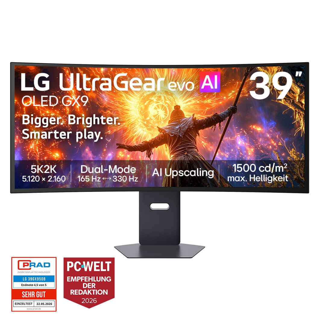 LG 39-Zoll-UltraGear evo GX9, der weltweit erste 39-Zoll-5K2K-OLED-Gaming-Monitor, 39GX950B-B