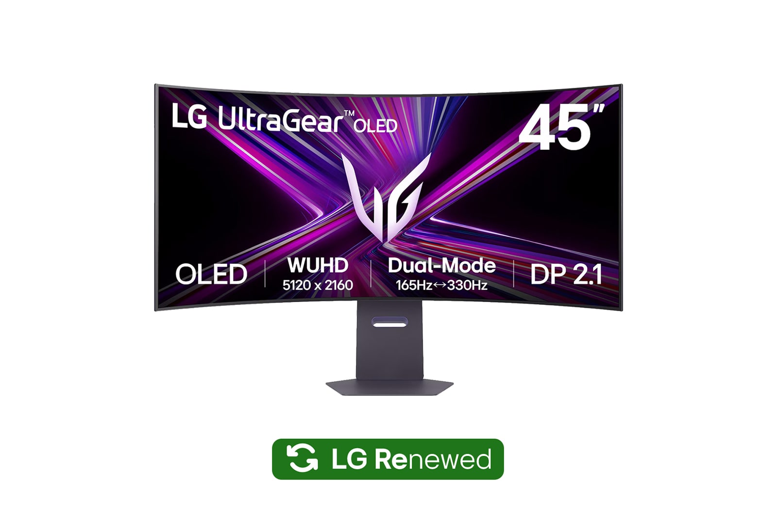 Vorderseite von LG UltraGear™ 45" OLED-Gaming-Monitor 5K2K | 0,03 ms (GtG), DP 2.1 45GX950A-B.OUTELT