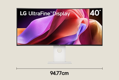 Einzelner 40-Zoll-5K2K-Ultra-Wide-Monitor für Musik- und Videoproduktions-Workflows mit einer Tischbreite von 94,77 cm