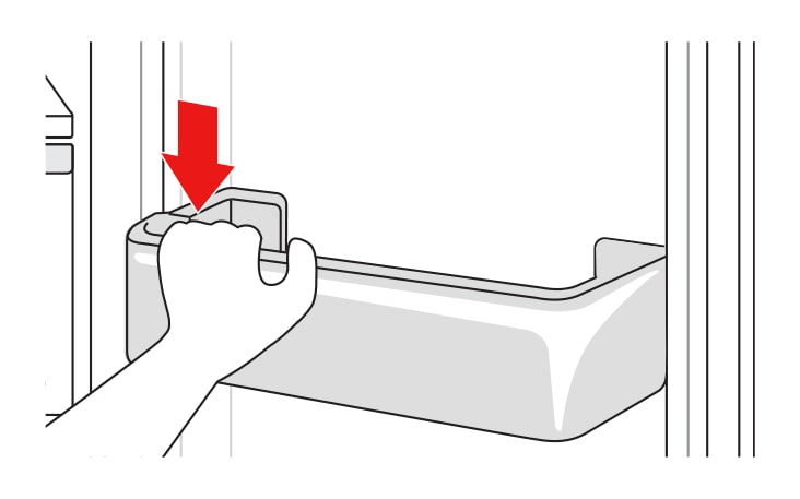 Klopfe nach der Montage vorsichtig auf den Türkorb, um ihn horizontal zu fixieren