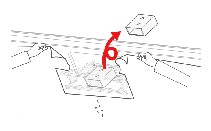 Entfernen Sie die Antirutschbox und das Führungsblatt