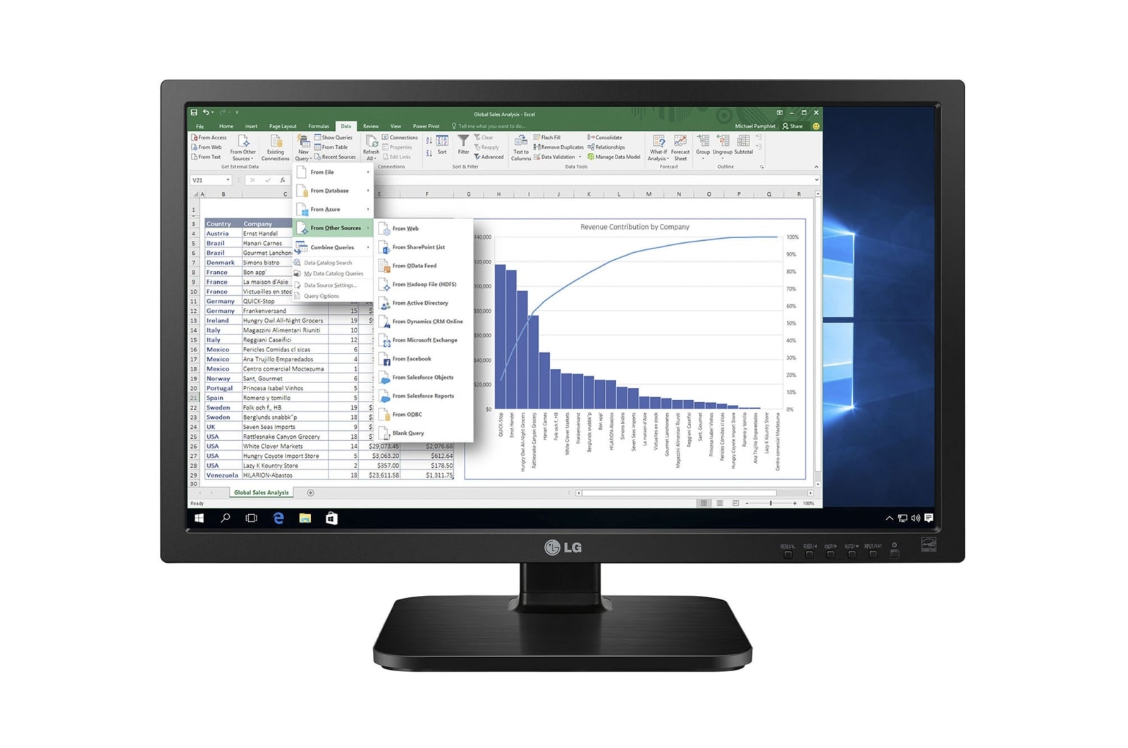 Vorderseite von IPS Business Monitor mit 60,45 cm (23,8 Zoll) FHD Bildschirmdiagonale, Reader Mode und Pivot-Funktion 24MB37PM-B