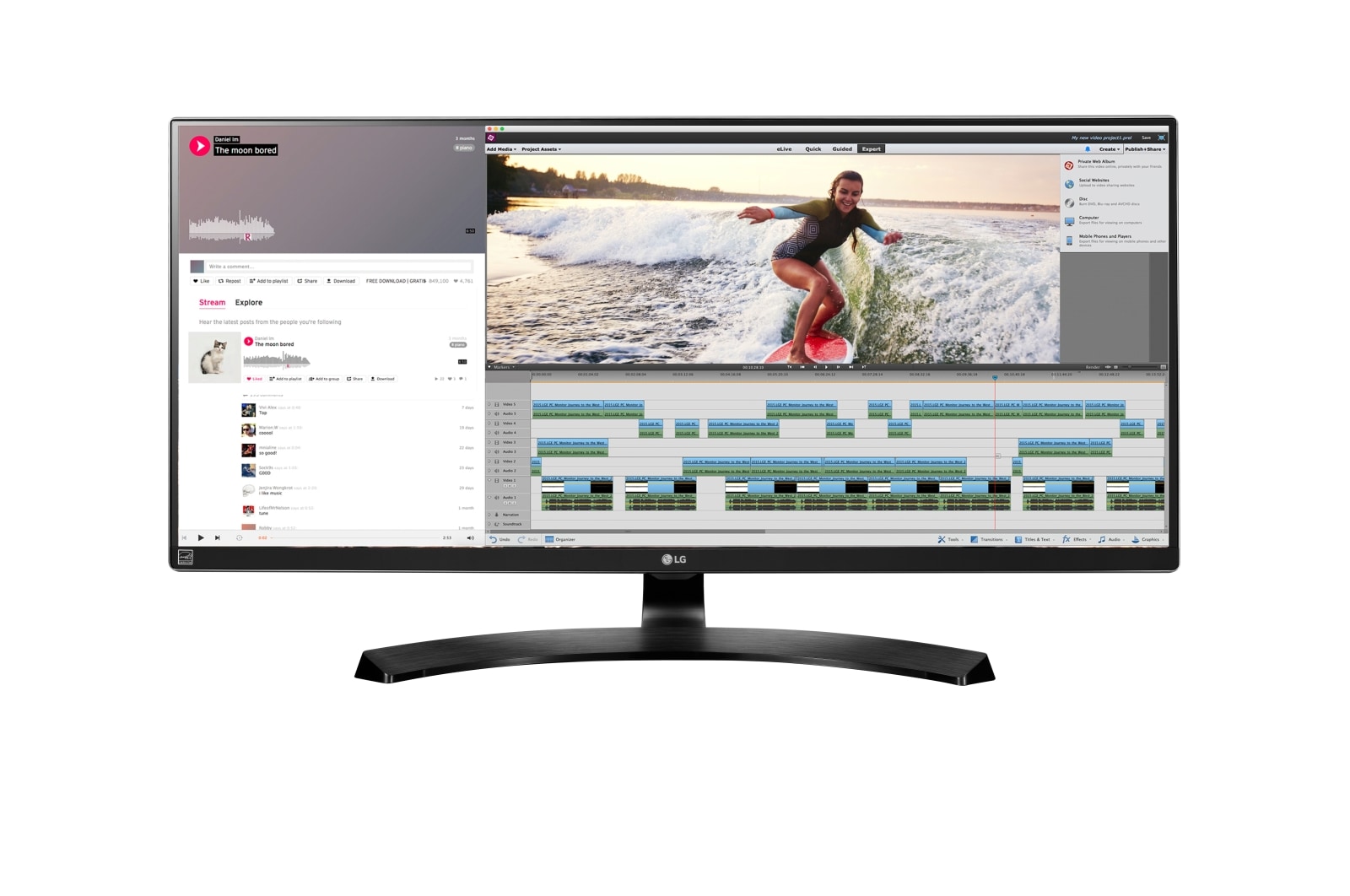 Vorderseite von 21:9 UltraWide™ IPS Monitor 34UM88 mit 86,36 cm (34 Zoll) Bildschirmdiagonale, QHD-Auflösung und FreeSync 34UM88-P