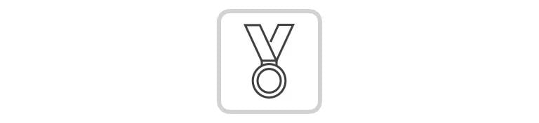 A medal, outlined in black.