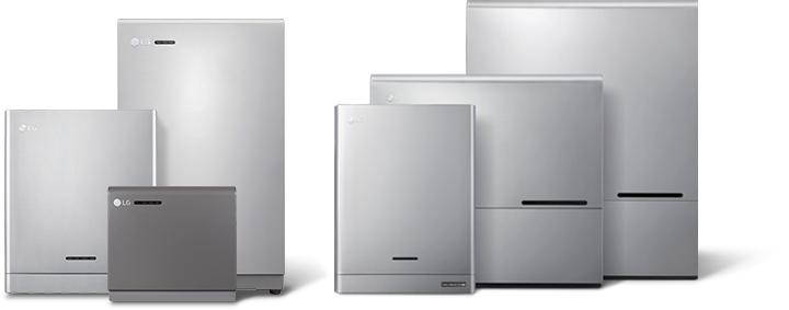 Eine Reihe von LG ESS-Produkten in einem Gruppenfoto