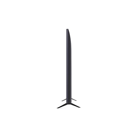 Seitenprofil des LG UHD AI ThinQ 4K UT80 Smart TV mit schlanker Tiefe und Standfußdesign.