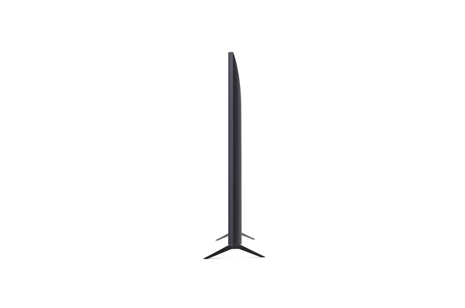 Seitenprofil des LG UHD AI ThinQ 4K UT80 Smart TV mit schlanker Tiefe und Standfußdesign.
