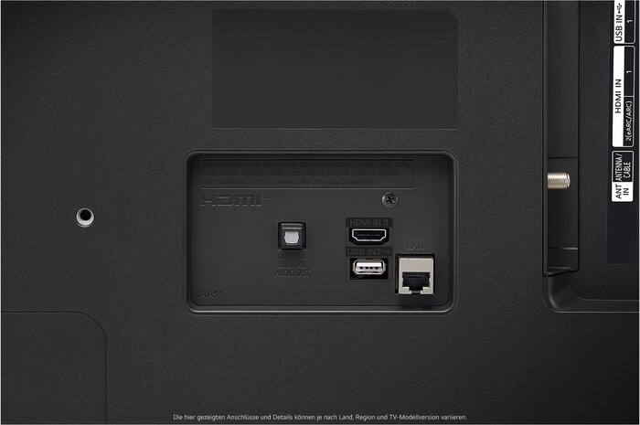 Nahaufnahme der oberen Kante des LG UHD Fernsehers UT90