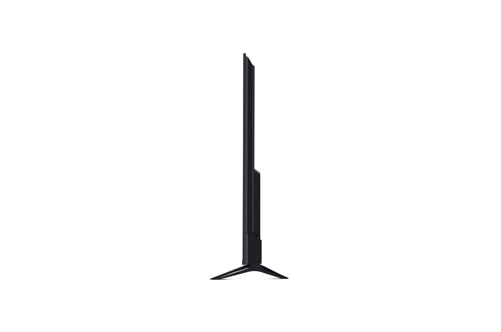 Seitenansicht des LG UHD AI ThinQ 4K UT73 Smart TV zur Darstellung der Tiefe und des schlanken Designs.