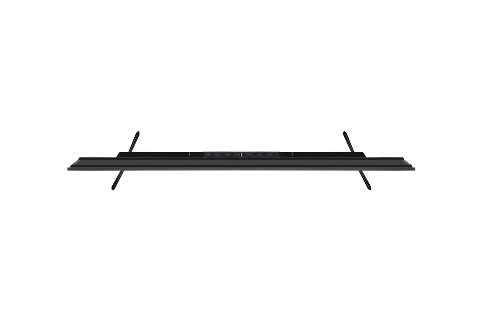 Draufsicht auf den LG UHD AI ThinQ 4K UT73 Smart TV zur Darstellung der Breite und der Fußpositionen.
