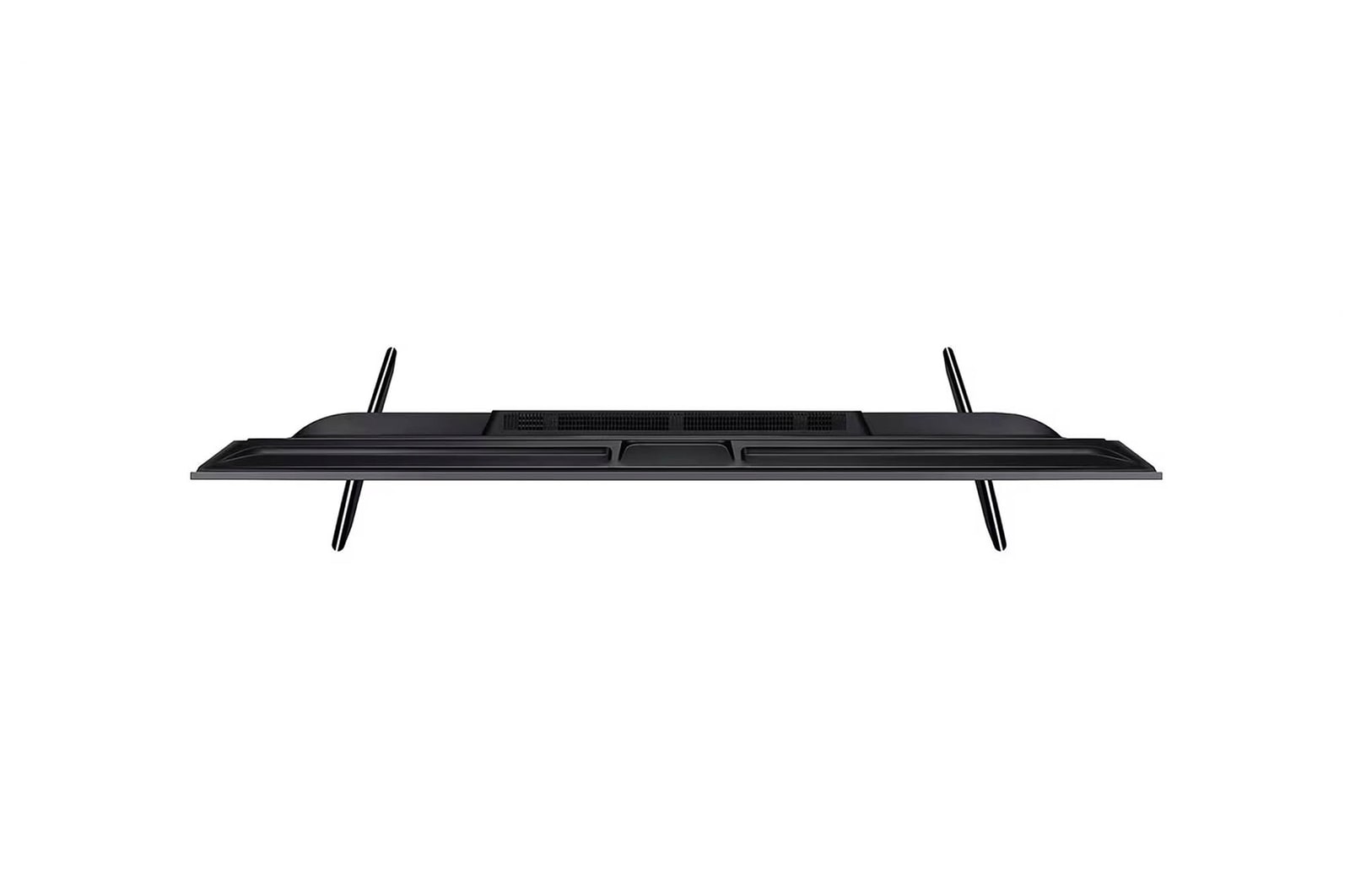 Draufsicht auf den LG UHD AI ThinQ 4K UT73 Smart TV zur Darstellung der Breite und der Fußpositionen.