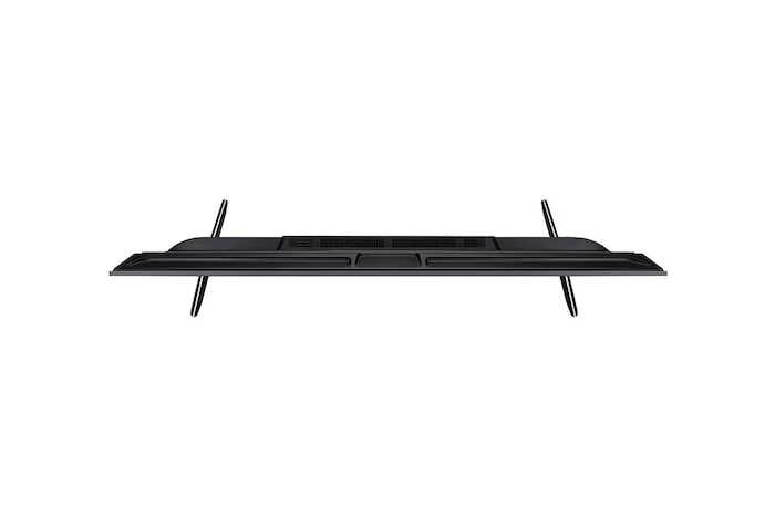 Draufsicht auf den LG UHD AI ThinQ 4K UT73 Smart TV zur Darstellung der Breite und der Fußpositionen.