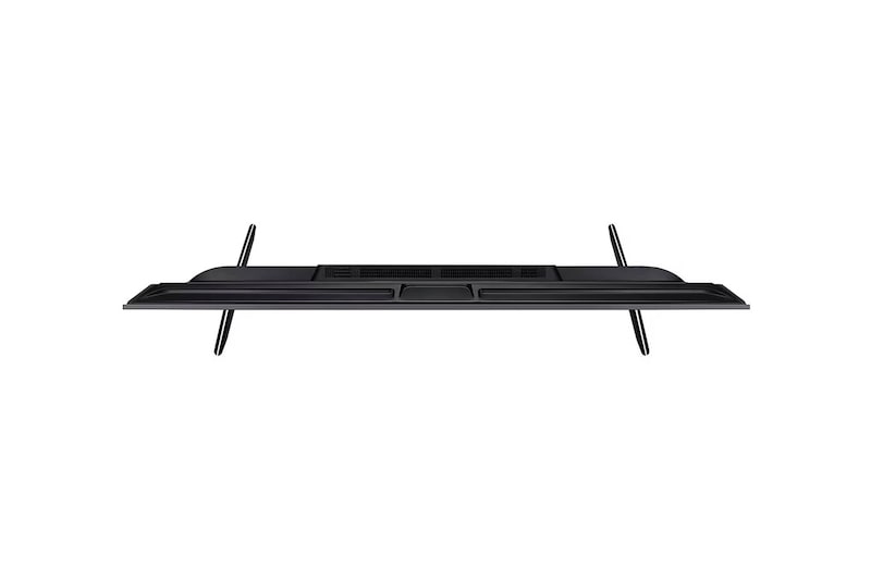 Draufsicht auf den LG UHD AI ThinQ 4K UT73 Smart TV zur Darstellung der Breite und der Fußpositionen.
