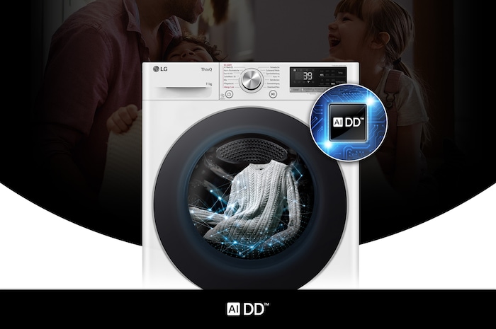 LG 11 kg Waschmaschine F4WR7011 in Weiß mit AI DD®-Technologie für eine intelligente Wäschepflege, mit Energieeffizienzklasse A-10%.