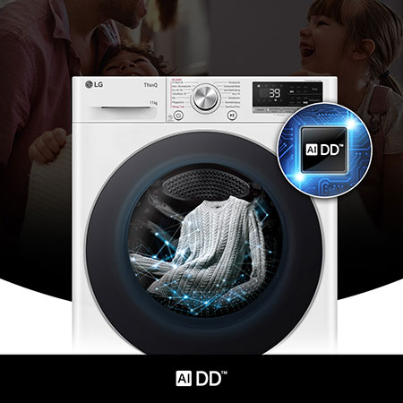 LG 11 kg Waschmaschine F4WR7011 in Weiß mit AI DD®-Technologie für eine intelligente Wäschepflege, mit Energieeffizienzklasse A-10%.