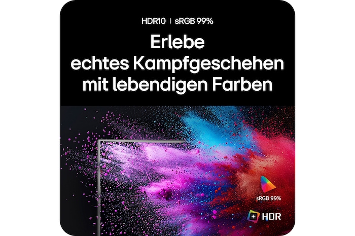 HDR10 und sRGB 99% sorgen für lebendige Farben und realistische Bilder auf dem LG UltraGear Gaming Monitor 34-inch