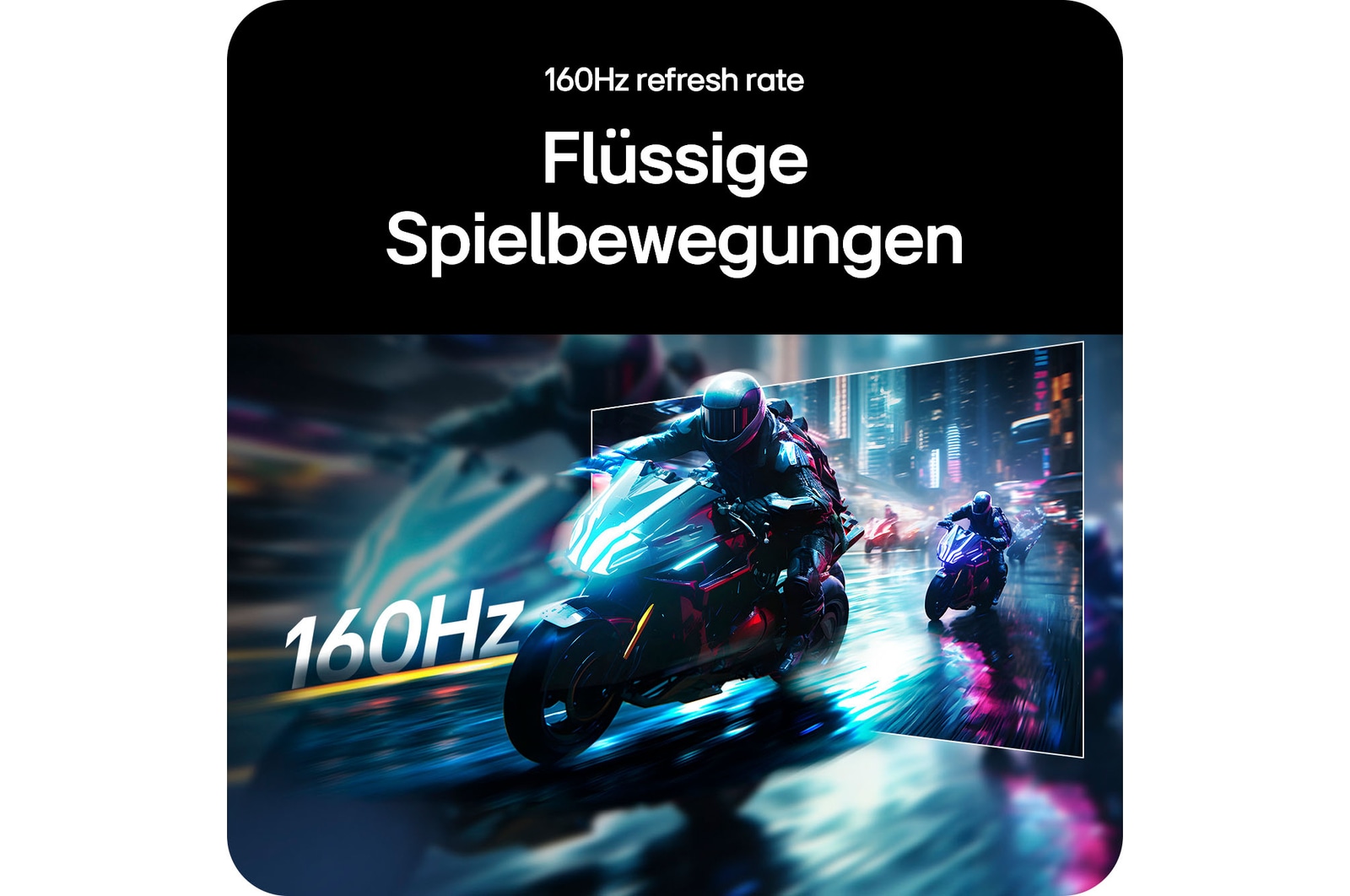 160Hz Bildwiederholrate sorgt für flüssige Bewegungen und optimiertes Gameplay auf dem LG UltraGear Gaming Monitor 34-inch