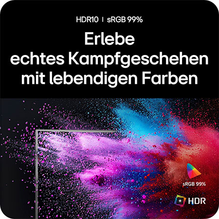 HDR10 und sRGB 99% sorgen für lebendige Farben und realistische Bilder auf dem LG UltraGear Gaming Monitor 34-inch