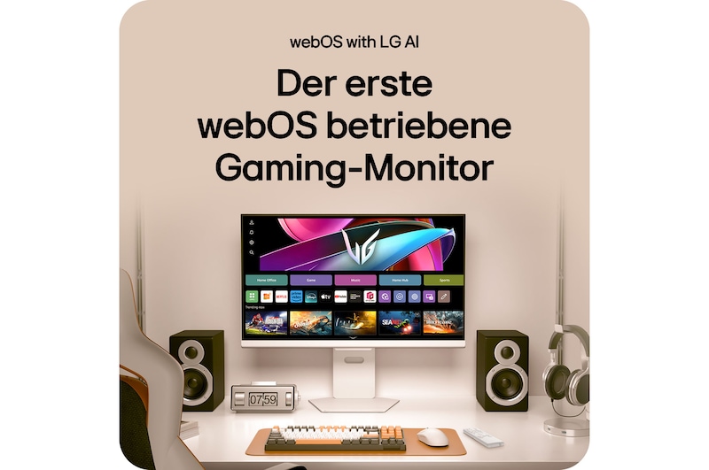 Erster Gaming-Monitor mit webOS und LG AI, smarte Funktionen und nahtlose Streaming-Integration.