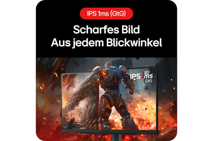 IPS Gaming Monitor 27-Zoll mit 1ms GtG Reaktionszeit, garantiert scharfe Bildqualität und Präzision aus jedem Blickwinkel.