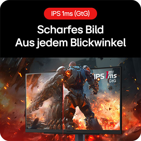  IPS Gaming Monitor 27-Zoll mit 1ms GtG Reaktionszeit, garantiert scharfe Bildqualität und Präzision aus jedem Blickwinkel.
