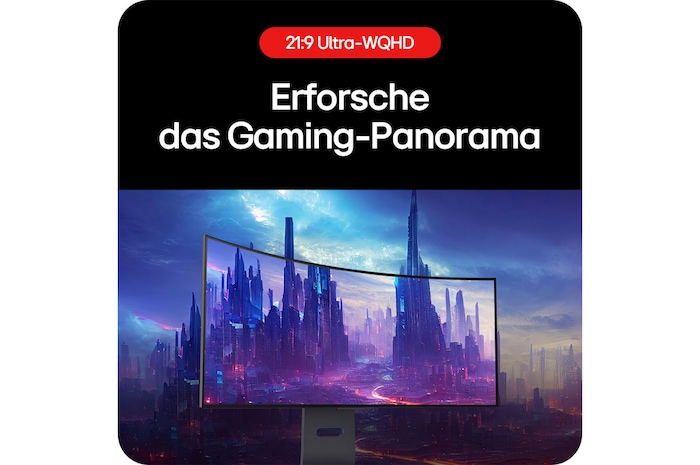 LG UltraGear 34-Zoll Ultra-Wide QHD Gaming Display 34GS95QE-B mit weitem Panorama für intensives Gameplay.