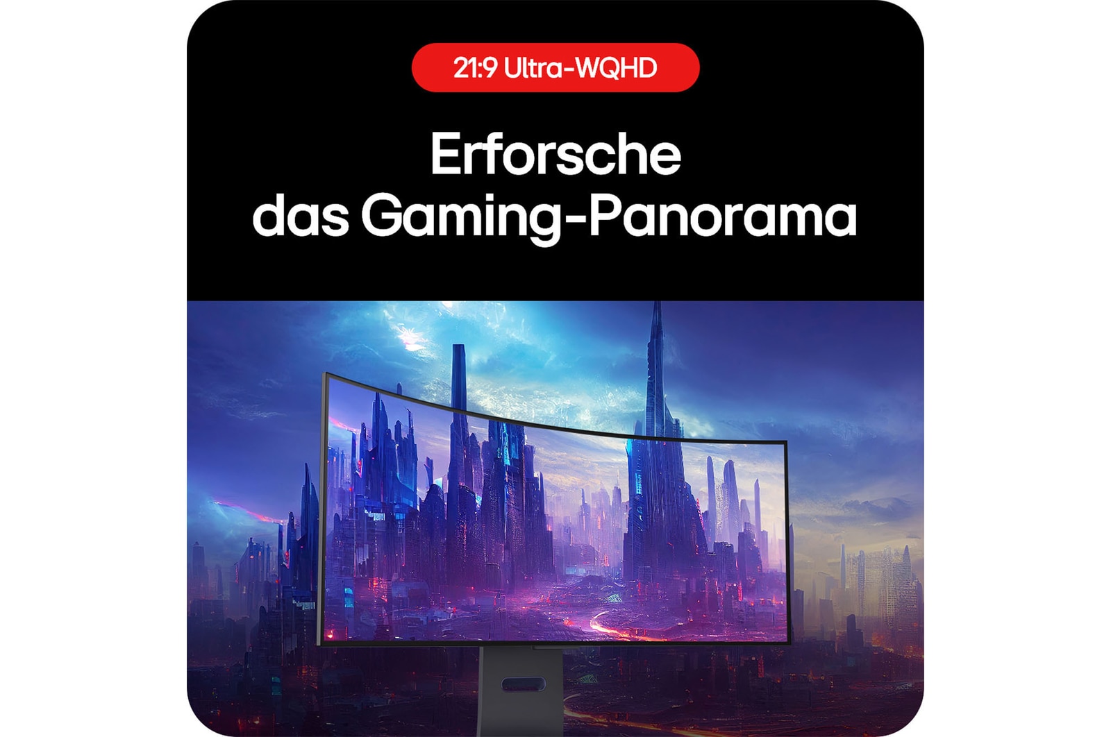 LG UltraGear 34-Zoll Ultra-Wide QHD Gaming Display 34GS95QE-B mit weitem Panorama für intensives Gameplay.