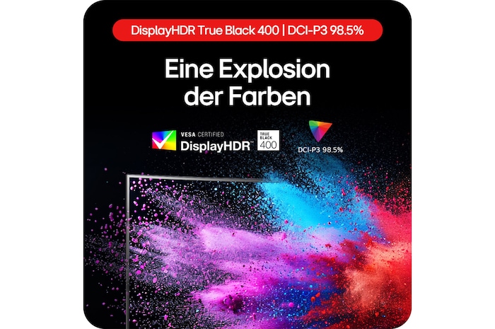LG UltraGear 34-Zoll Gaming Monitor 34GS95QE-B mit DisplayHDR True Black 400 und 98,5 % DCI-P3 für lebendige Farbwiedergabe.