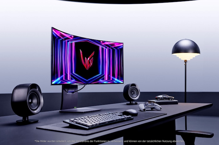 34-Zoll Curved Gaming Monitor in modernem Setup, bietet immersive Visuals und flüssige Performance.