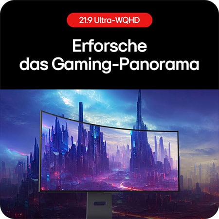 LG UltraGear 34-Zoll Ultra-Wide QHD Gaming Display 34GS95QE-B mit weitem Panorama für intensives Gameplay.