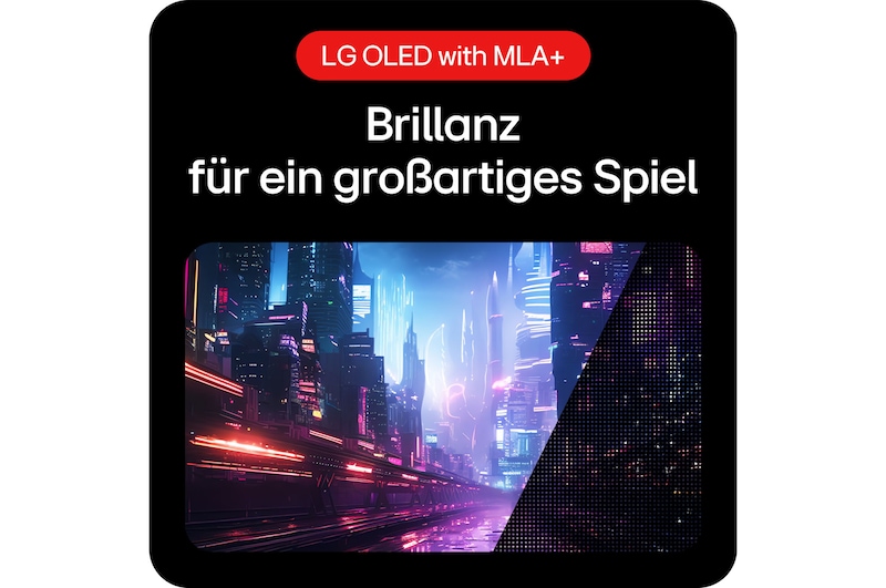 LG UltraGear OLED Gaming Monitor 34GS95QE-w mit MLA+ für brillante Helligkeit und klare Darstellung.