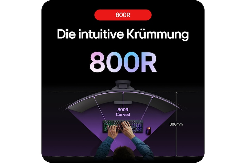 Das 800R-Krümmungsdesign des LG UltraGear 39-Zoll OLED Monitors sorgt für immersives Gameplay.