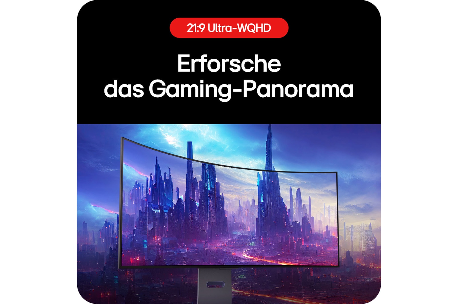 Das Ultra-WQHD 21:9-Format des LG UltraGear 39-Zoll Monitors bietet ein panoramisches Gaming-Sichtfeld.