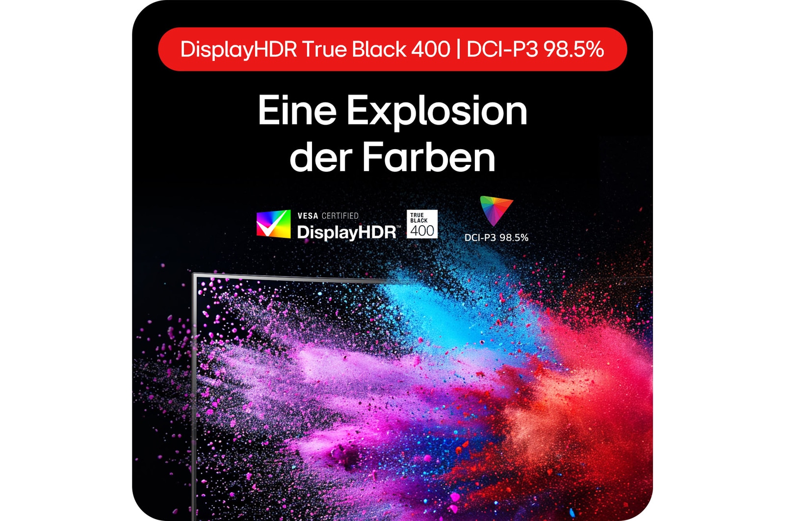 DisplayHDR True Black 400 mit 98,5 % DCI-P3-Farbraum auf dem LG UltraGear OLED Monitor liefert realistische Bilder.