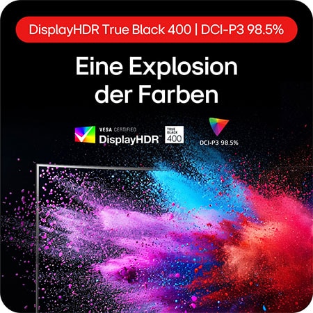 DisplayHDR True Black 400 mit 98,5 % DCI-P3-Farbraum auf dem LG UltraGear OLED Monitor liefert realistische Bilder.