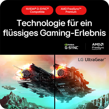 Nahtloses Gaming-Erlebnis dank NVIDIA G-SYNC Kompatibilität und AMD FreeSync Premium Unterstützung.
